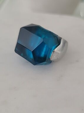 J. Crew Deep Teal Faceted Statement Cocktail Ring 6